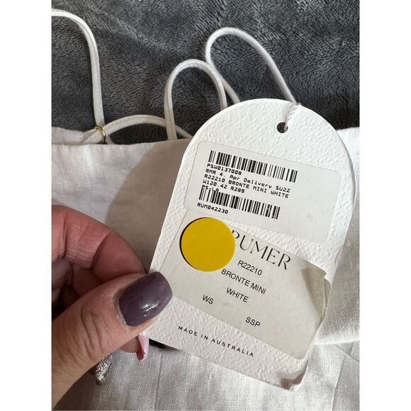 Rumer Dress Womens Small White Bronte Mini Sleeveless Ruched Cutout Lace Up NWT - Picture 7 of 12